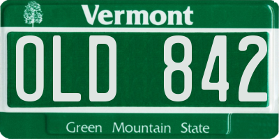 VT license plate OLD842