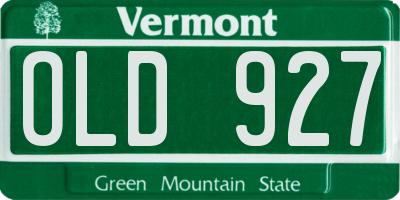 VT license plate OLD927