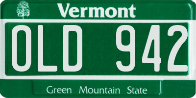 VT license plate OLD942