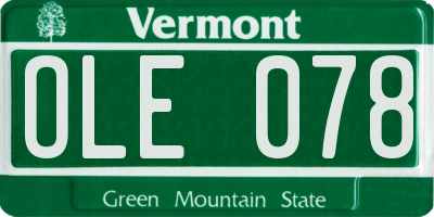 VT license plate OLE078