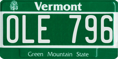 VT license plate OLE796