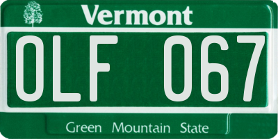 VT license plate OLF067