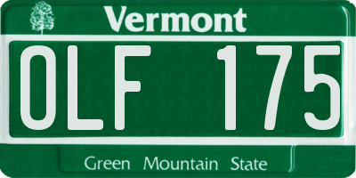 VT license plate OLF175
