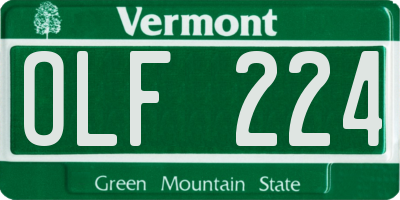 VT license plate OLF224