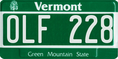 VT license plate OLF228