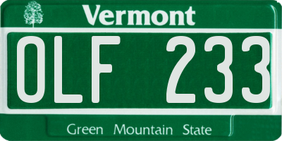 VT license plate OLF233