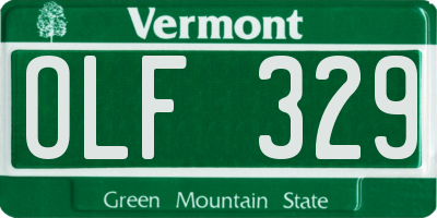 VT license plate OLF329