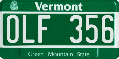 VT license plate OLF356