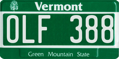 VT license plate OLF388