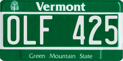 VT license plate OLF425