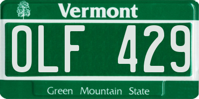 VT license plate OLF429
