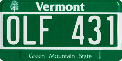 VT license plate OLF431