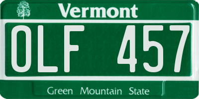 VT license plate OLF457