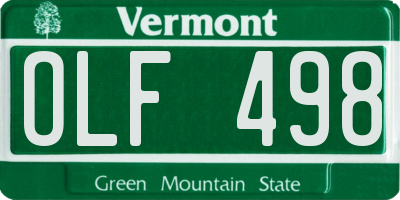 VT license plate OLF498