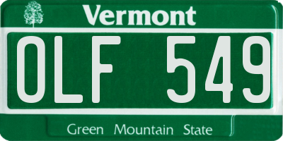 VT license plate OLF549