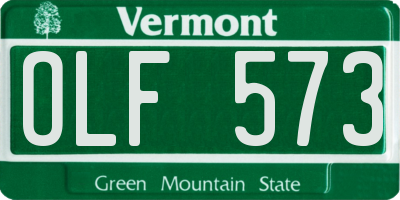 VT license plate OLF573