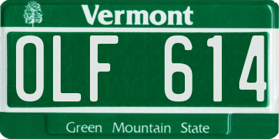 VT license plate OLF614