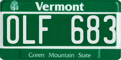 VT license plate OLF683