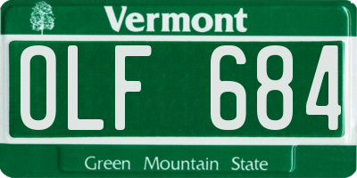 VT license plate OLF684