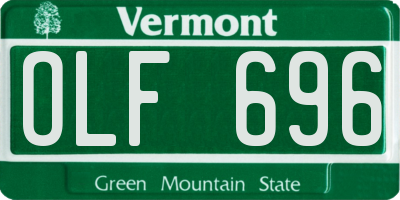VT license plate OLF696