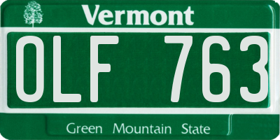 VT license plate OLF763