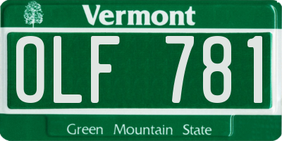 VT license plate OLF781