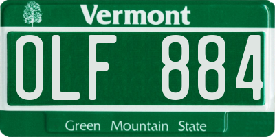 VT license plate OLF884