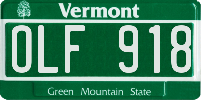 VT license plate OLF918