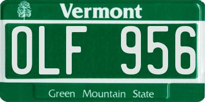 VT license plate OLF956