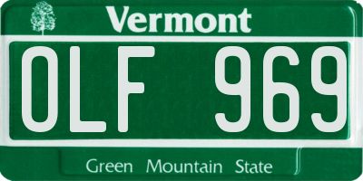 VT license plate OLF969