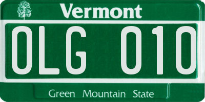 VT license plate OLG010