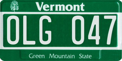 VT license plate OLG047