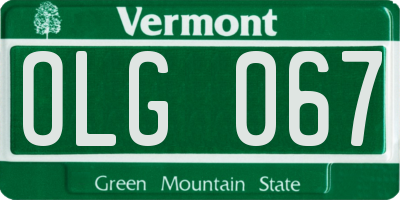 VT license plate OLG067