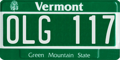 VT license plate OLG117