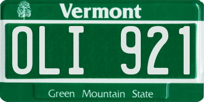 VT license plate OLI921