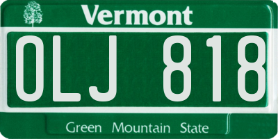 VT license plate OLJ818