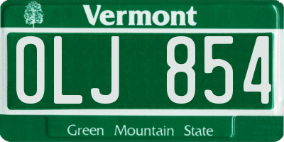 VT license plate OLJ854