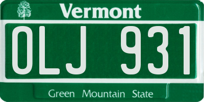 VT license plate OLJ931