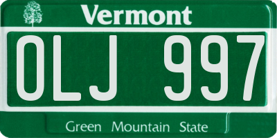 VT license plate OLJ997