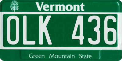 VT license plate OLK436