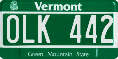 VT license plate OLK442