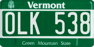 VT license plate OLK538