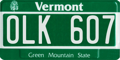 VT license plate OLK607