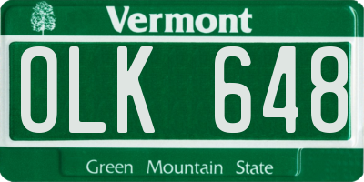 VT license plate OLK648
