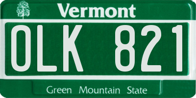 VT license plate OLK821