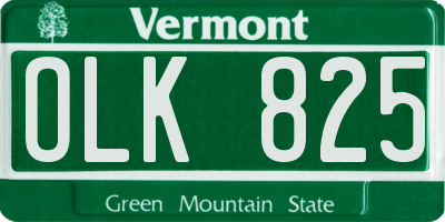 VT license plate OLK825
