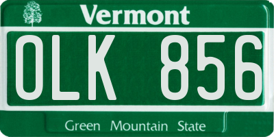 VT license plate OLK856