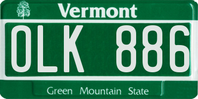 VT license plate OLK886