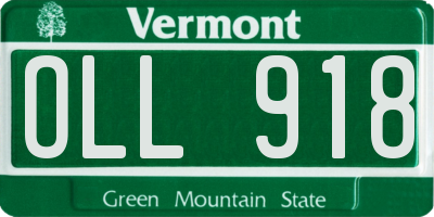 VT license plate OLL918