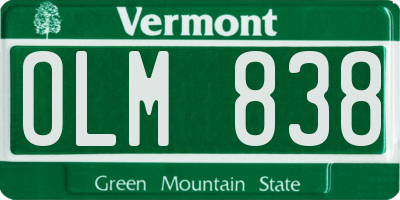 VT license plate OLM838